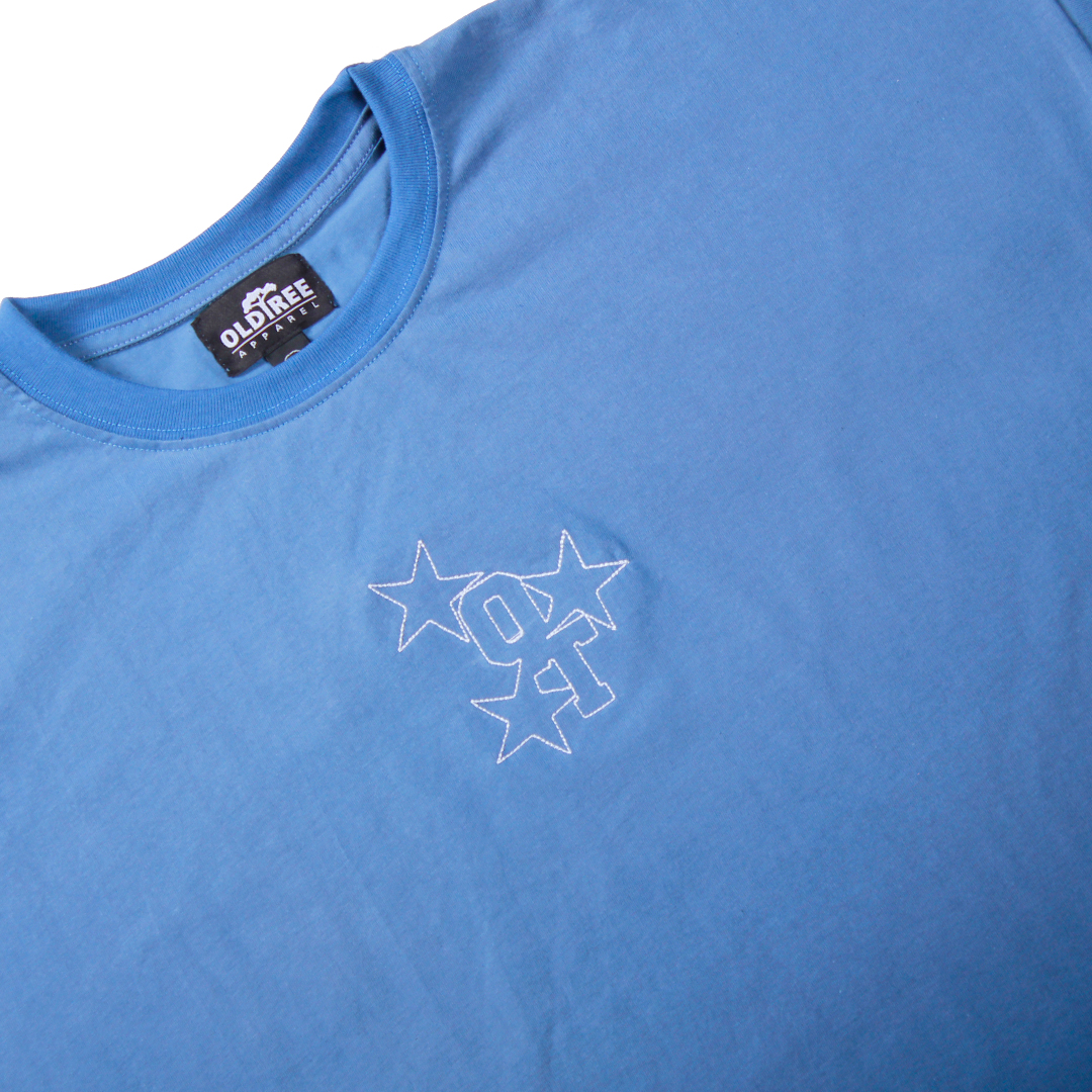 Polera Boxy Fit Star Bordada Celeste Old Tree