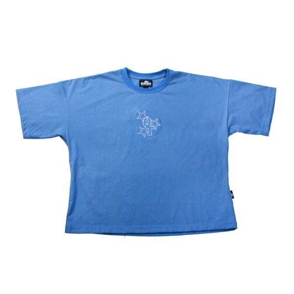 Polera Boxy Fit Star Bordada Celeste Old Tree