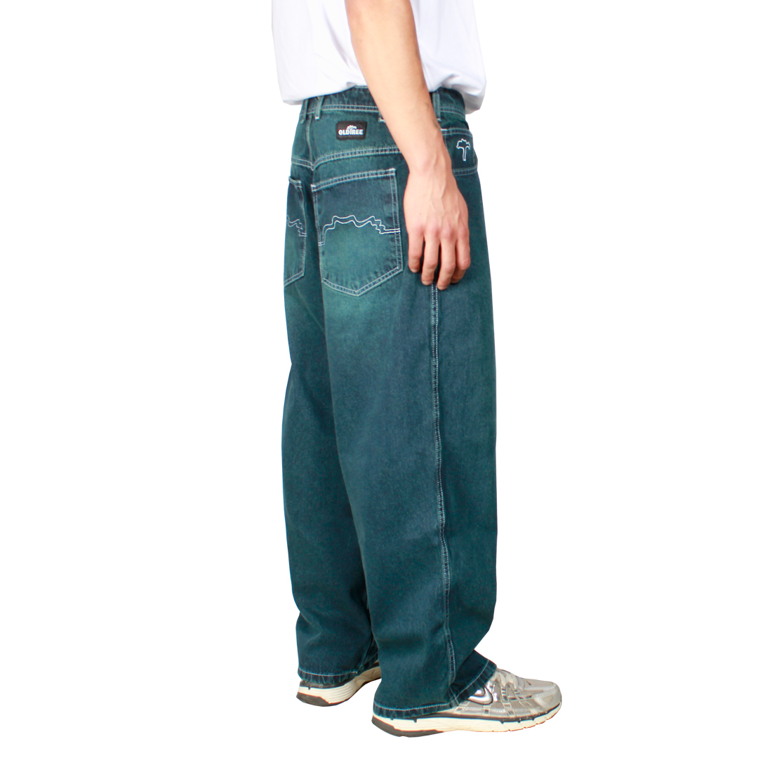 Jeans Extra Baggy Verde Focalizado Old Tree
