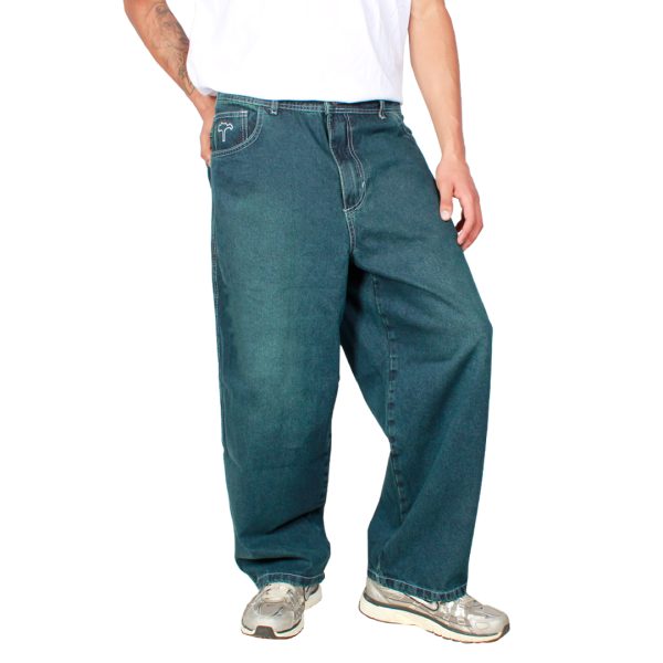 Jeans Extra Baggy Verde Focalizado Old Tree