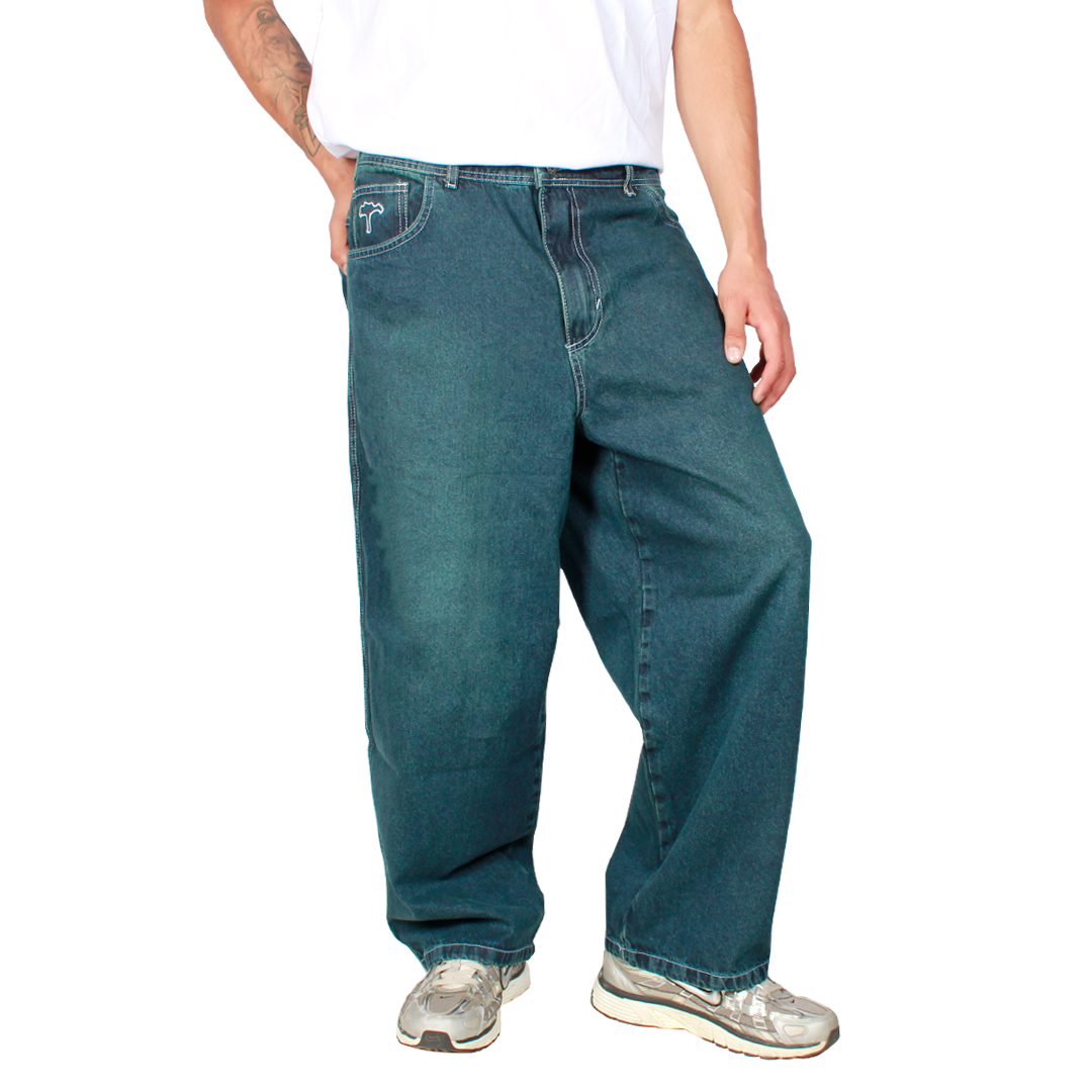 Jeans Extra Baggy Verde Focalizado Old Tree