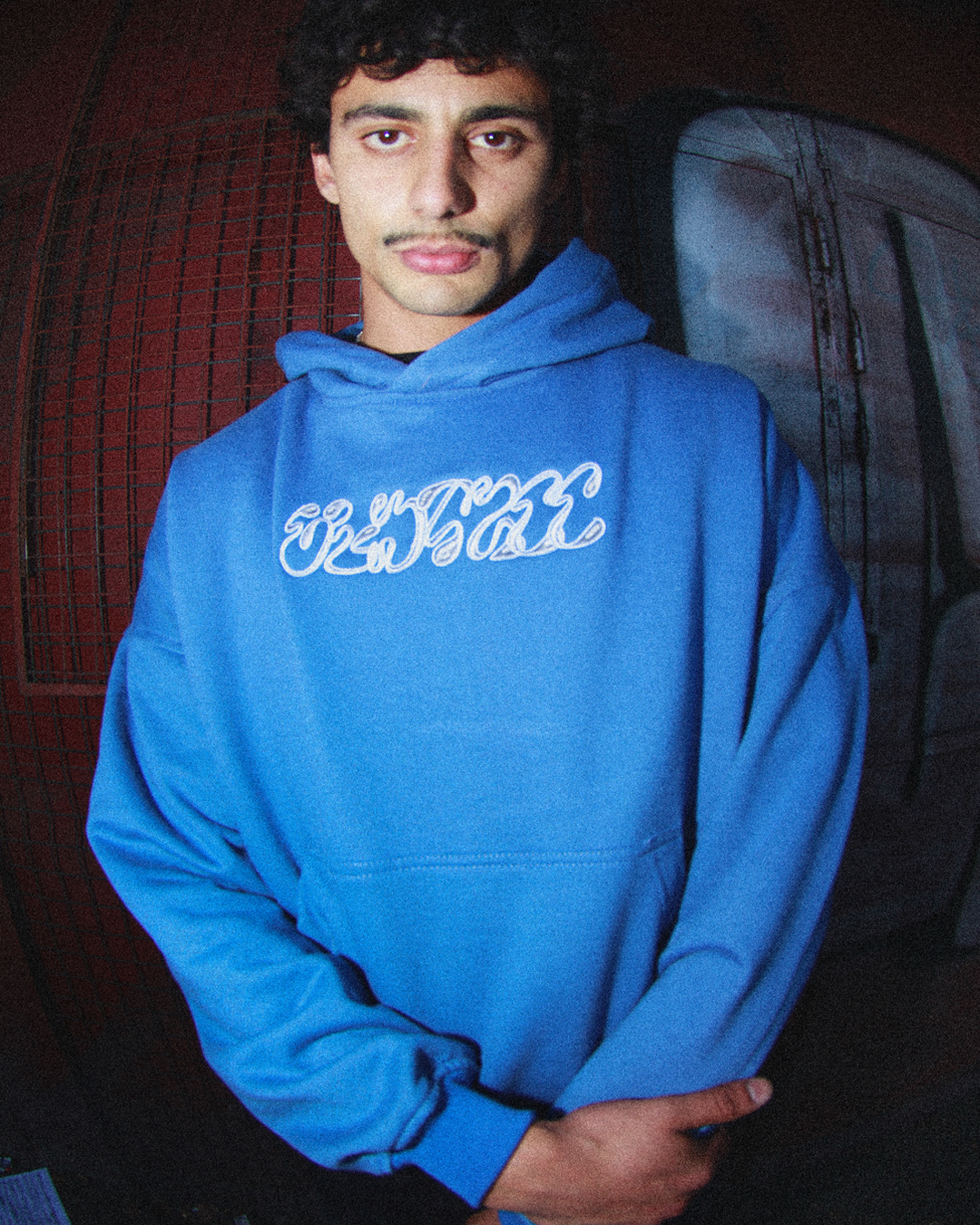 Hoodie Boxy Fit Letters Bordado Celeste Old Tree