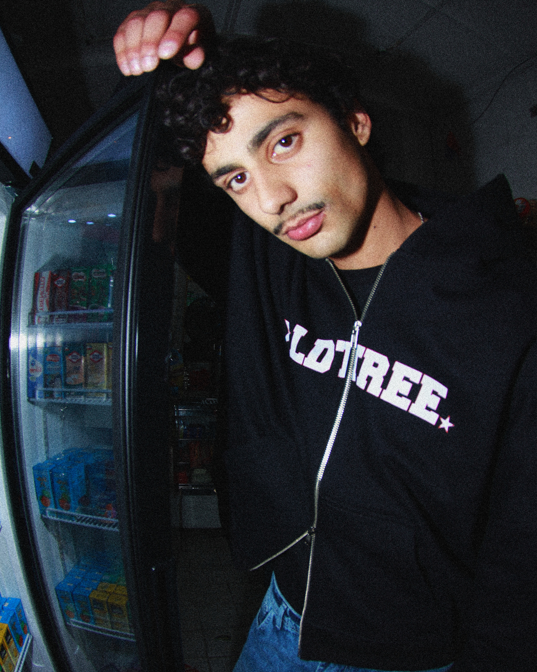 Hoodie Boxy Fit Doble Zip Star Negro Old Tree - Imagen 3