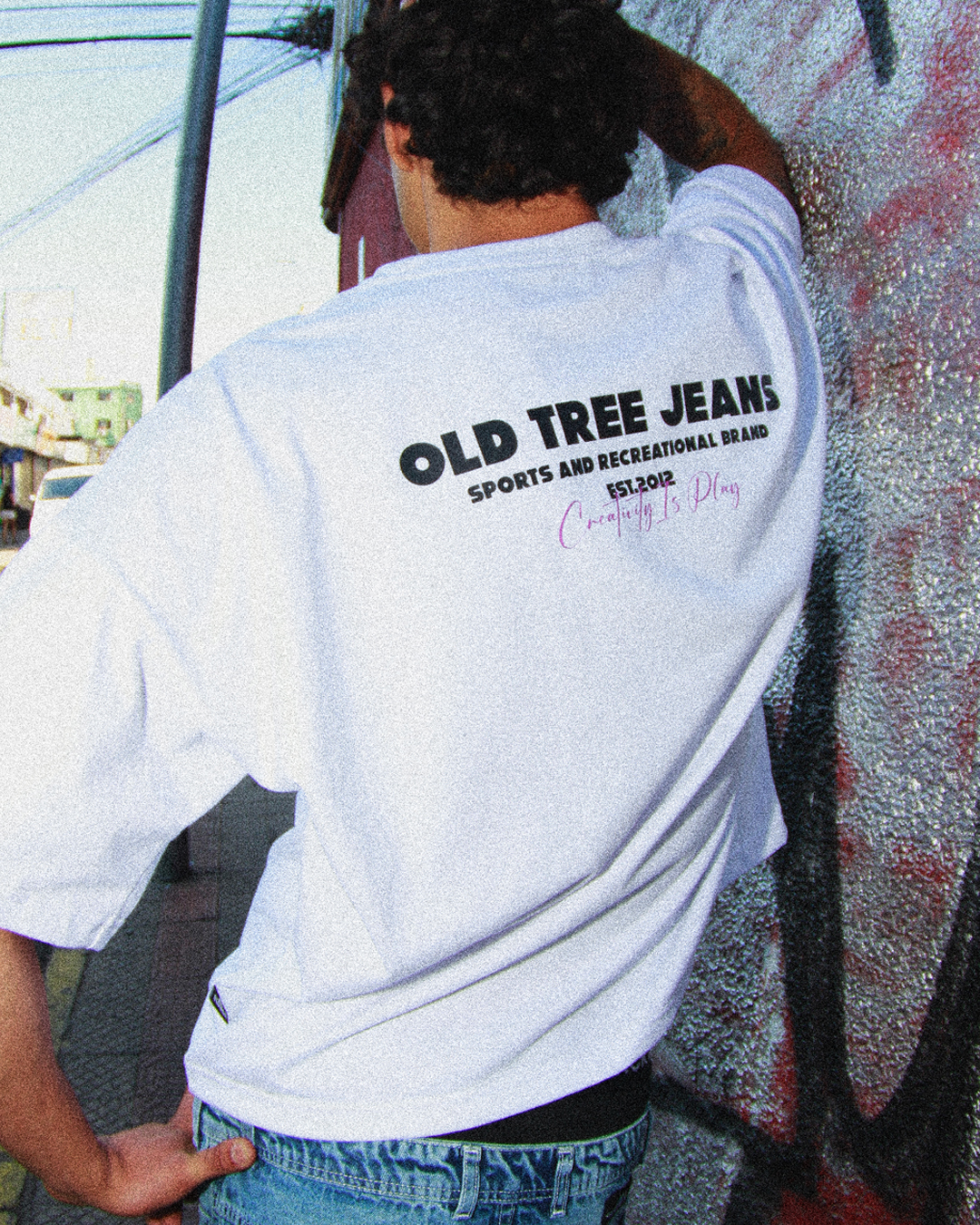 Polera Boxy Fit Sports Blanca Old Tree - Imagen 3