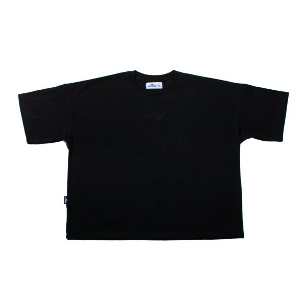 Polera Boxy Fit Ellipse Bordado Negra Old Tree