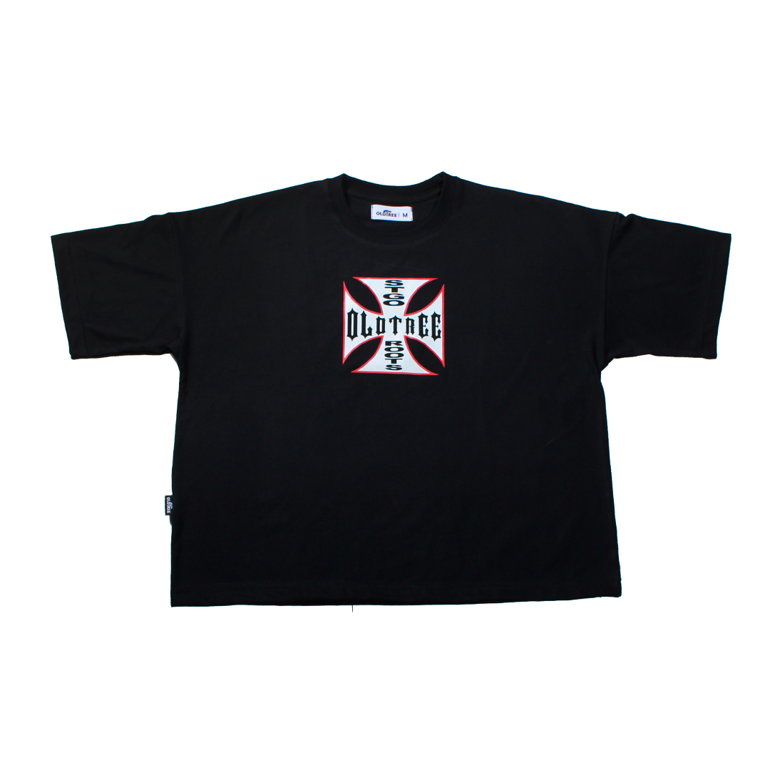 Polera Boxy Fit Stgo Roots Negra Old Tree