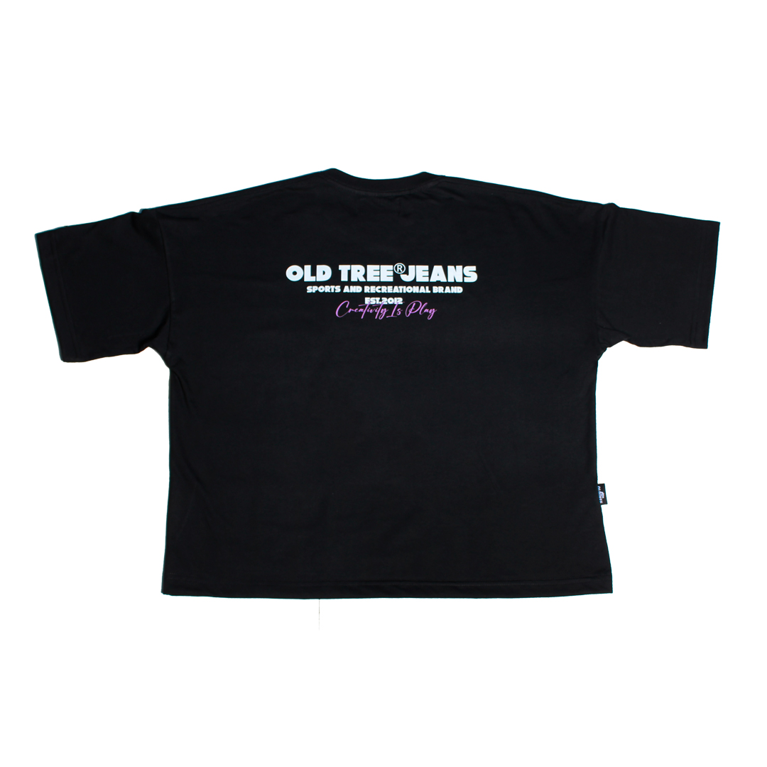 Polera Boxy Fit Sports Negra Old Tree