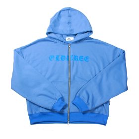 Hoodie Boxy Fit Doble Zip Celeste Old Tree