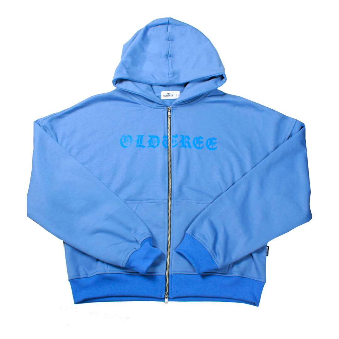 Hoodie Boxy Fit Doble Zip Celeste Old Tree