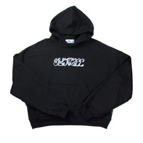 Hoodie Boxy Fit Letters Bordado Negro Old Tree
