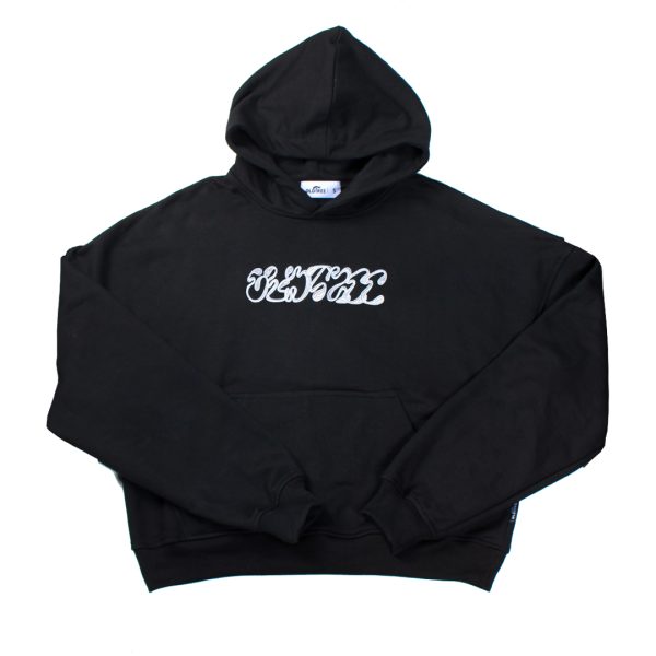 Hoodie Boxy Fit Letters Bordado Negro Old Tree