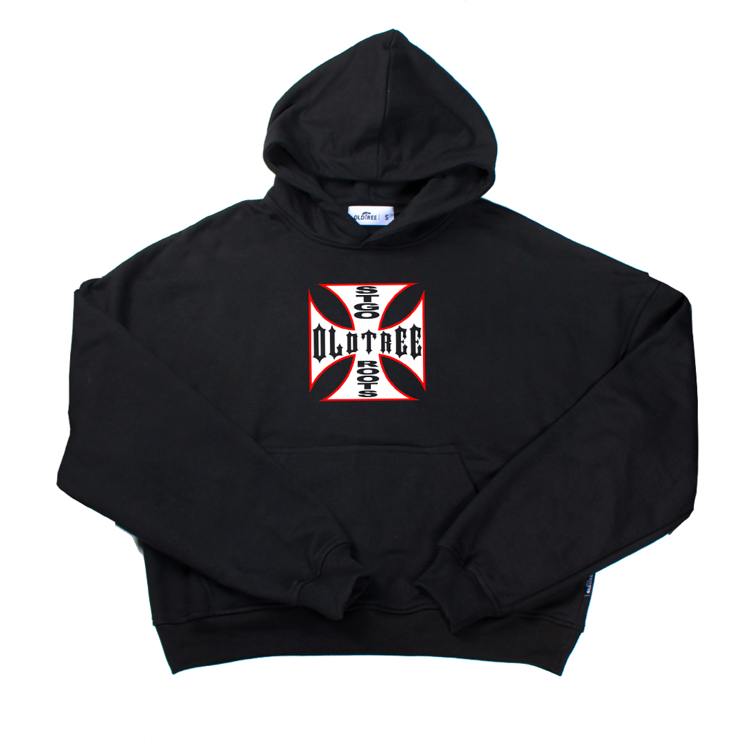 Hoodie Boxy Fit Stgo Roots Negro Old Tree