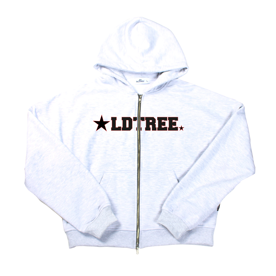 Hoodie Boxy Fit Doble Zip Star Gris Old Tree