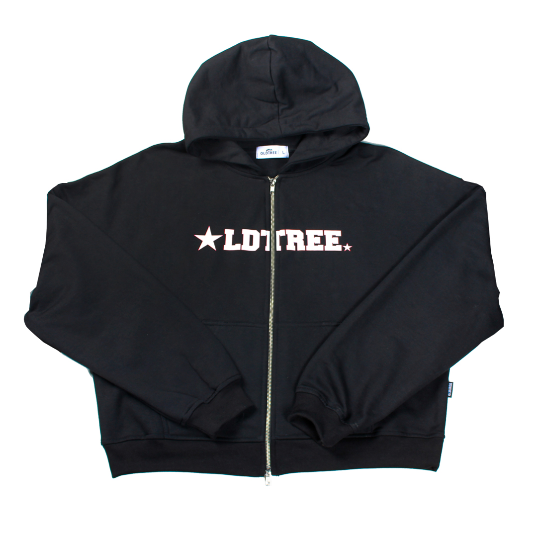 Hoodie Boxy Fit Doble Zip Star Negro Old Tree