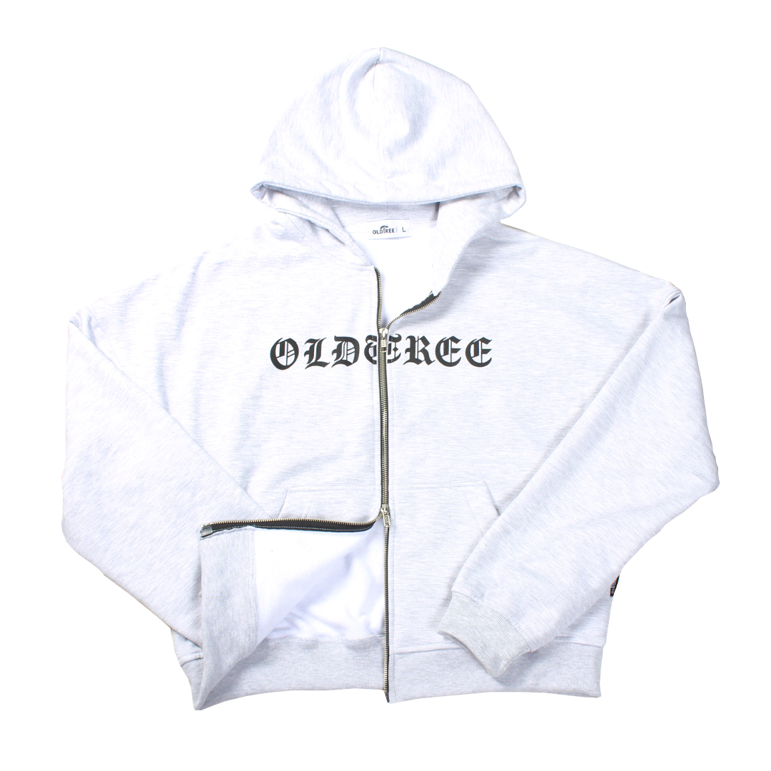 Hoodie Boxy Fit Doble Zip Gris Old Tree