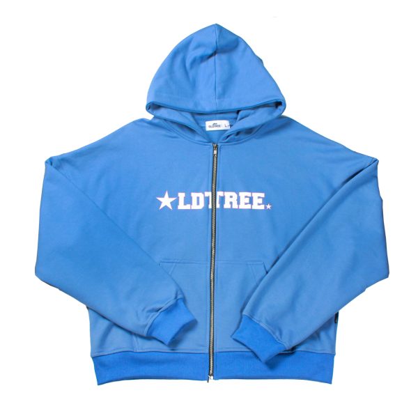 Hoodie Boxy Fit Doble Zip Star Celeste Old Tree