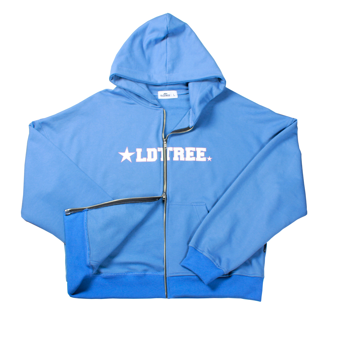 Hoodie Boxy Fit Doble Zip Star Celeste Old Tree