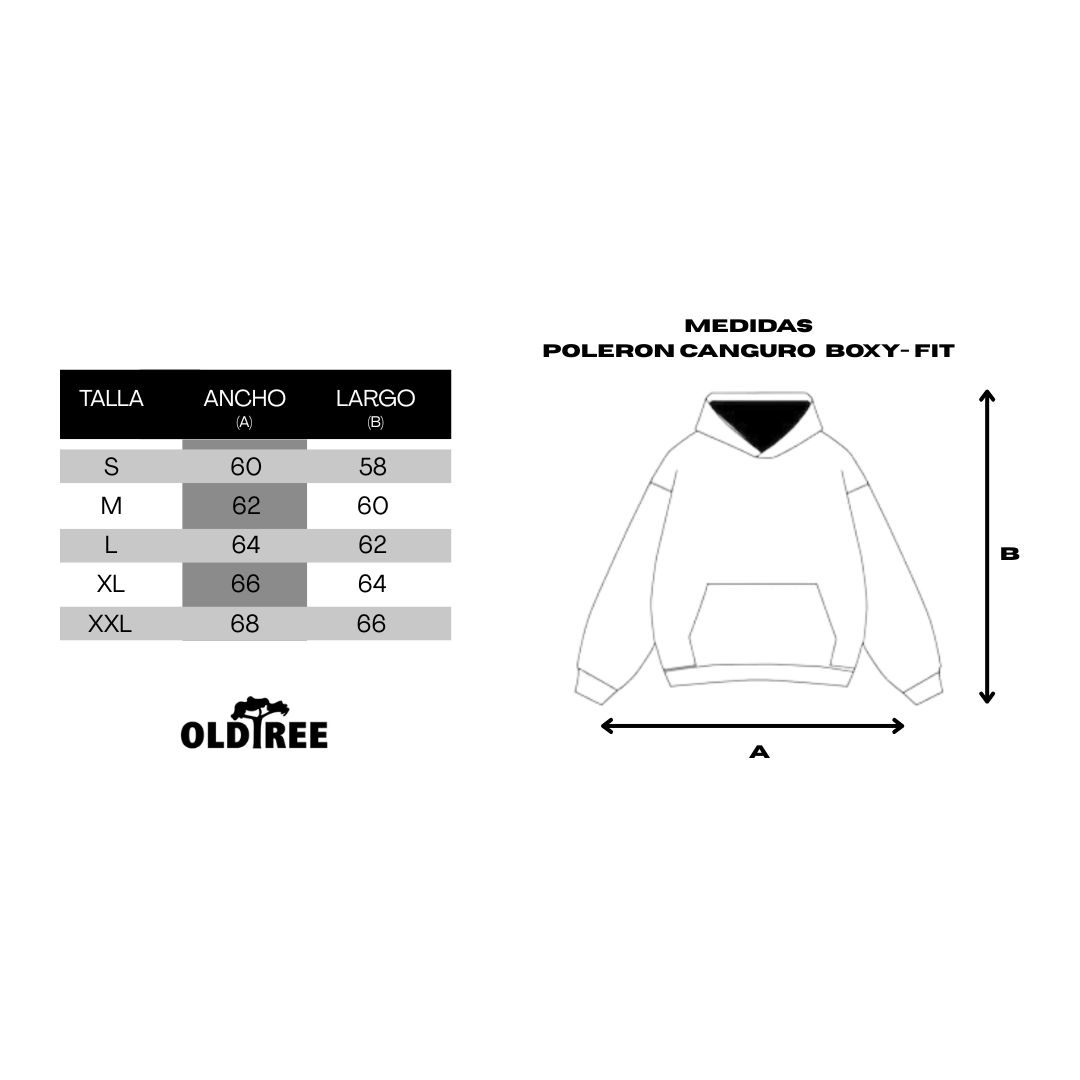 Hoodie Boxy Fit Stgo Roots Celeste Old Tree - Imagen 3