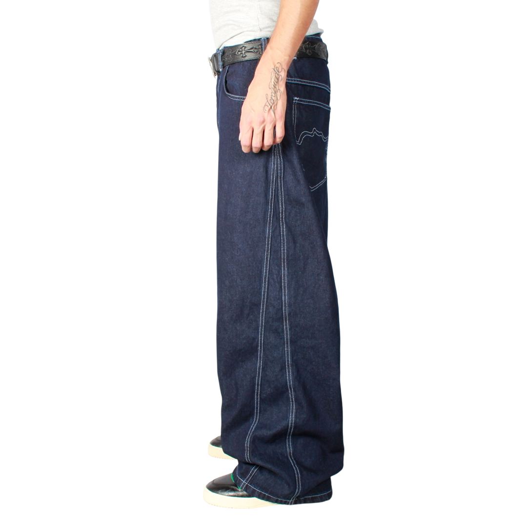Jeans Baggy Three Cut Azul Contrast Old Tree - Imagen 4