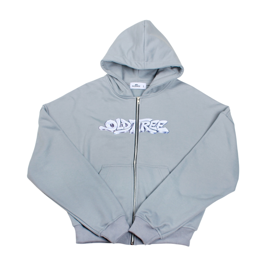 Hoodie Zip Bubble Boxy Fit Gris Oscuro Old Tree