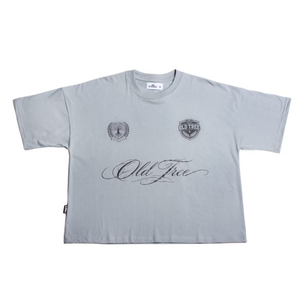 Polera Boxy Fit Escudos Gris Old Tree