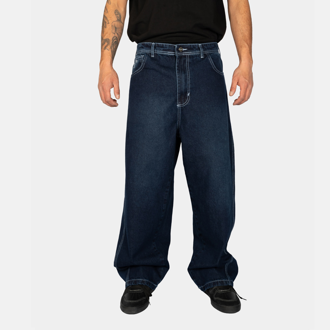 Jeans Baggy Three Cut Azul Focalizado Old Tree