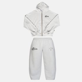 Conjunto Buzo Baggy y Zip Hoodie Boxy Fit Gris