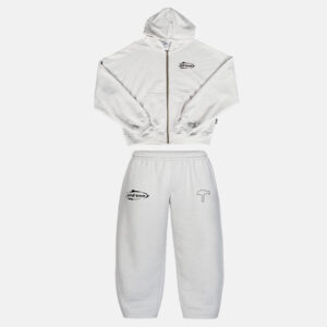 Conjunto Buzo Baggy y Zip Hoodie Boxy Fit Gris