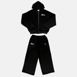 Conjunto Buzo Baggy y Zip Hoodie Boxy Fit Negro