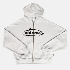 Double Zip Hoodie Boxy Fit Big Ovalo Gris Old Tree