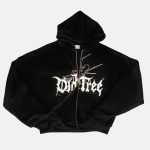 Double Zip Hoodie Boxy Fit Spider Negro Old Tree - Imagen 2
