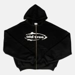 Double Zip Hoodie Boxy Fit Big Ovalo Negro Old Tree