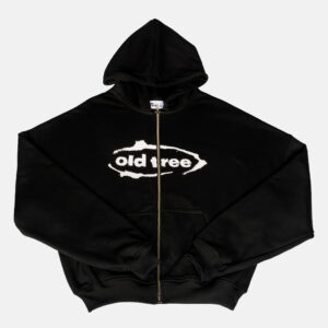 Double Zip Hoodie Boxy Fit Big Ovalo Negro Old Tree