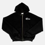 Double Zip Hoodie Boxy Fit Ovalo Negro Old Tree