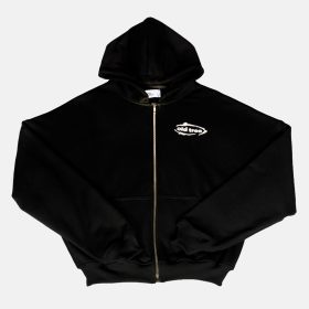 Double Zip Hoodie Boxy Fit Ovalo Negro Old Tree