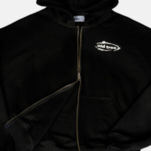 Double Zip Hoodie Boxy Fit Ovalo Negro Old Tree - Imagen 2