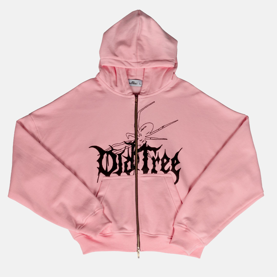 old-tree-poleron-boxy-fit-rosado-araña Double Zip Hoodie Boxy Fit Spider Rosado Old Tree - Imagen 1