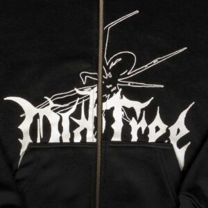 Zip Hoodie Classic Fit Spider Negro Old Tree - Imagen 2